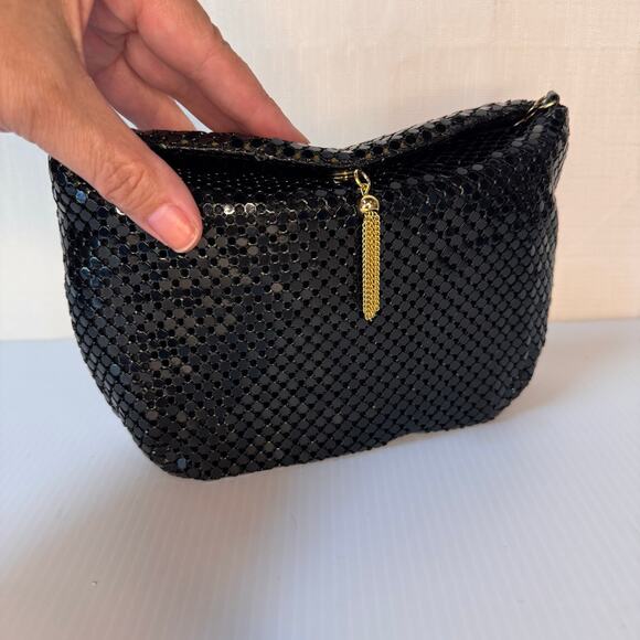 Vintage Handmade Mesh Metal Purse‎ Black Gold Whimsigoth Glam Coquette Girl - Picture 4 of 14